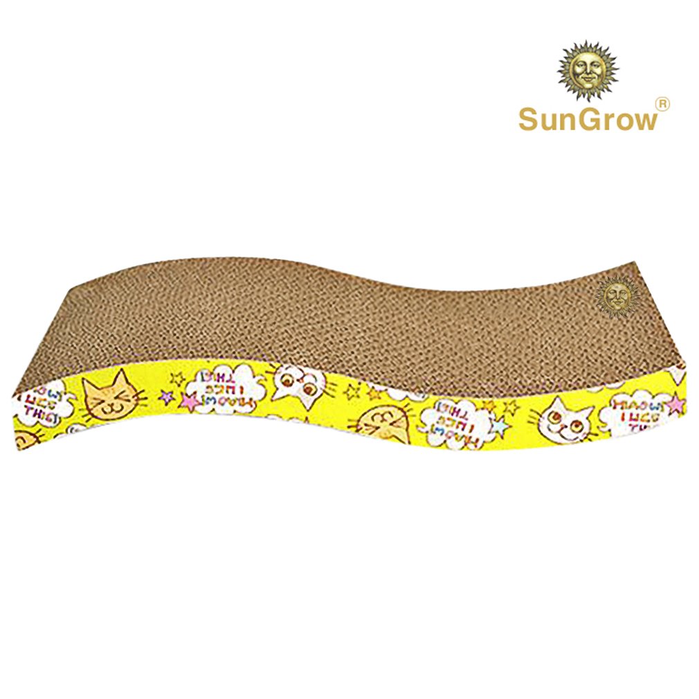 Scratcher Toy for Cats by SunGrow- Cat Scratch Board with a Curved Wave Design - Satisfy Cat\'s Natural Scratching Instincts - Saves Your Furniture - Made from Environmentally Friendly Material