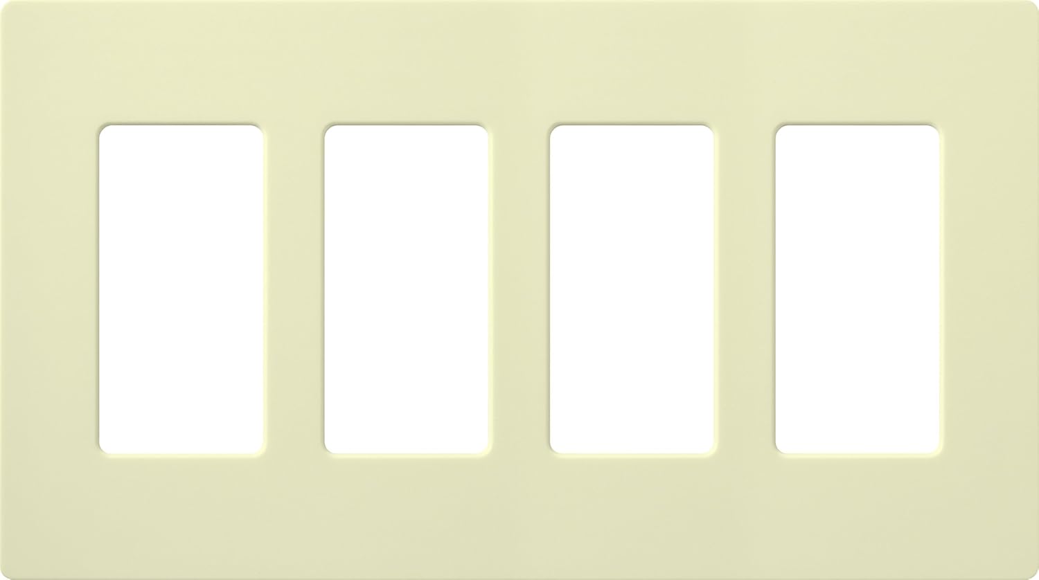LUTRON CW-4-WH 4-Gang Claro Wall Plate, White - Switch Plates - 