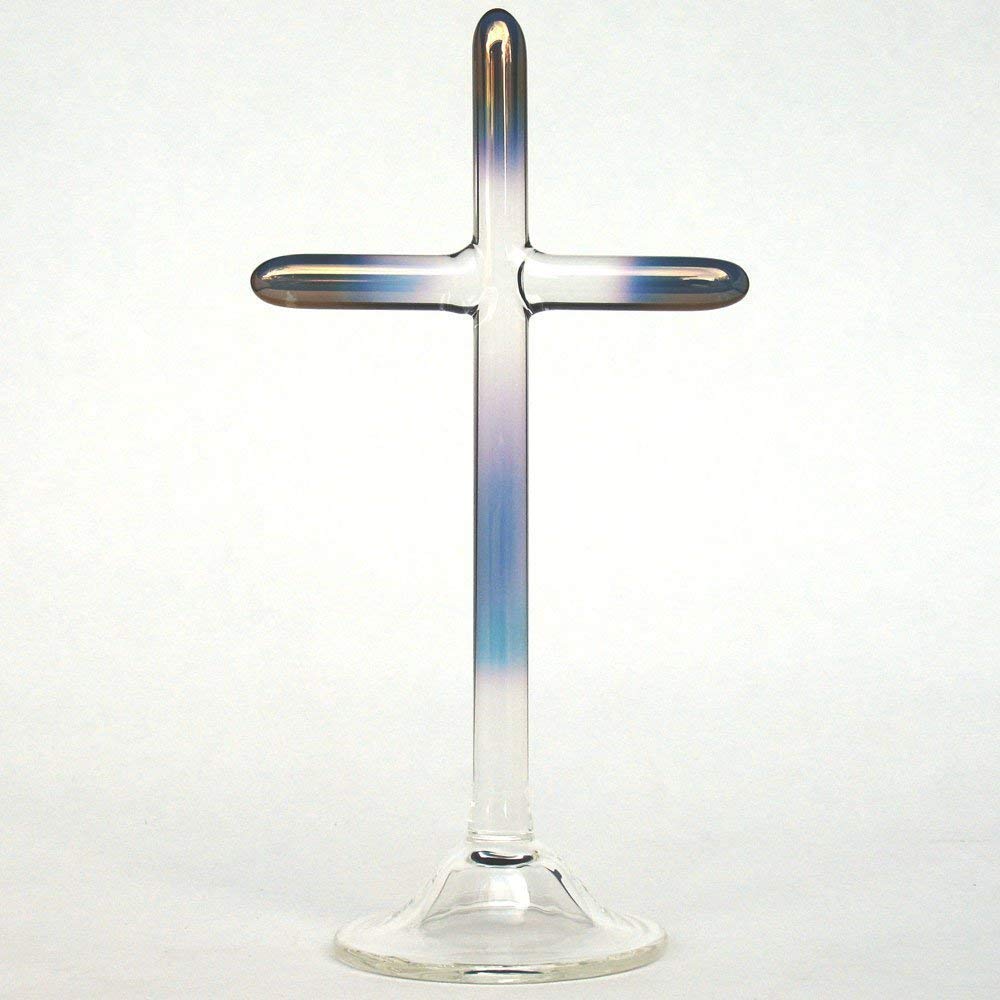 Cross Figurine of Hand Blown Glass Handmade