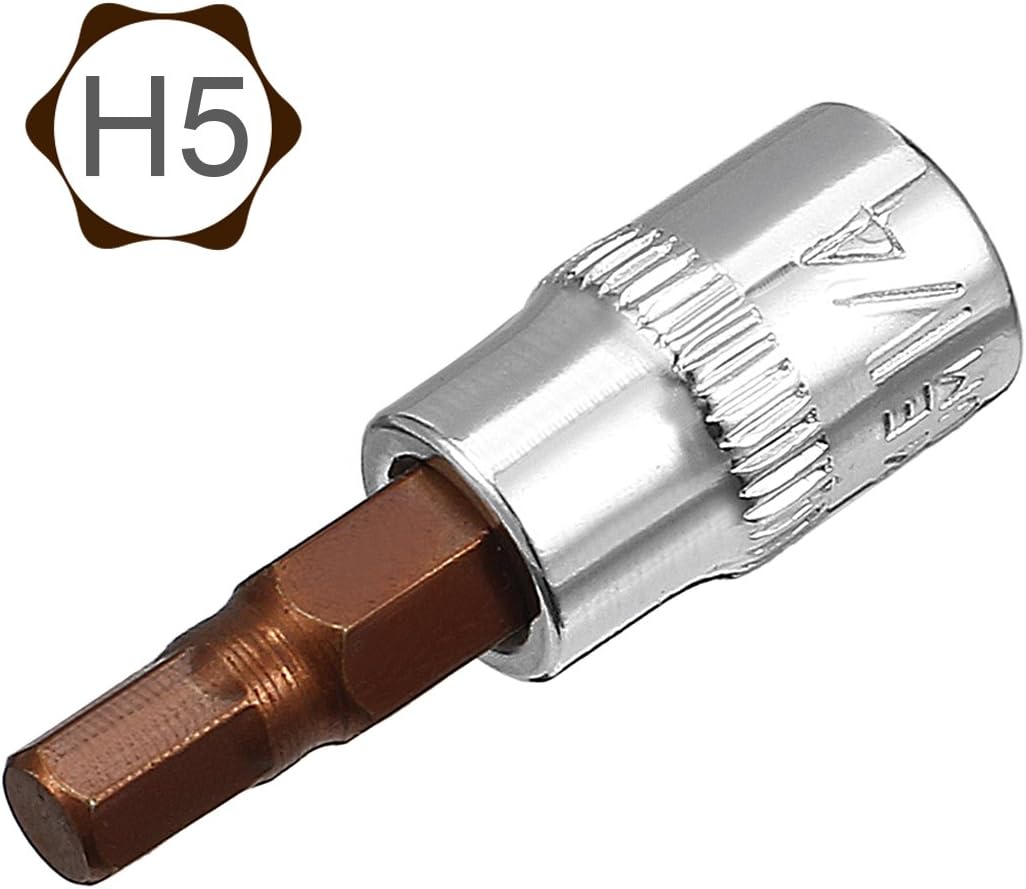 Sourcingmap 2pcs 1/4" Drive x H5 (5mm) Hex Bit Socket, S2 Steel Bits CR-V Sockets 1.5" Length Use with Ratchet Wrench - Image 3
