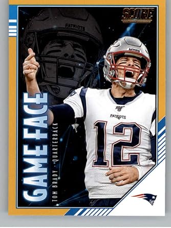Amazon Com 2020 Score Game Face Gold Football 2 Tom Brady New England Patriots Official Retail Only Parallel From Panini America Collectibles Fine Art