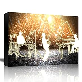 Jazz Band Playing in Front of a Shiny Gold Background - Canvas Art Home Art - 12x18 inches