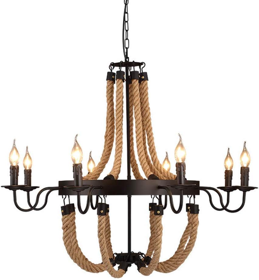 DIY Pendelleuchte Hanfseil Hängelampe Retro Metallkäfig Schwarz