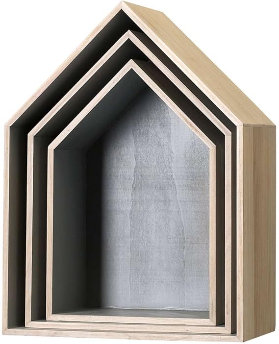 Bloomingville Holzhaus im 3er Set grau: Amazon.de: Küche & Haushalt