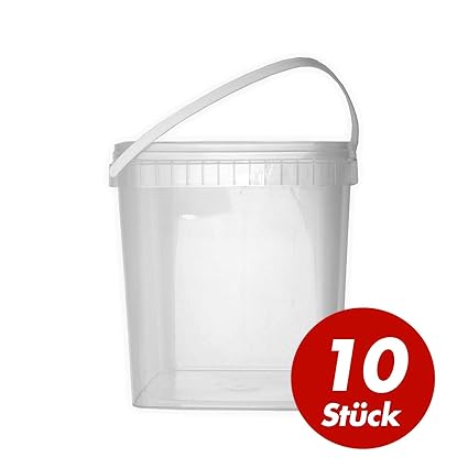 Wilpeg 5L Eimer transparent mit Deckel - VPE 10 Stück - mit Tragegriff - perfekt zum Lagern von Kleinteilen - stapelbar
