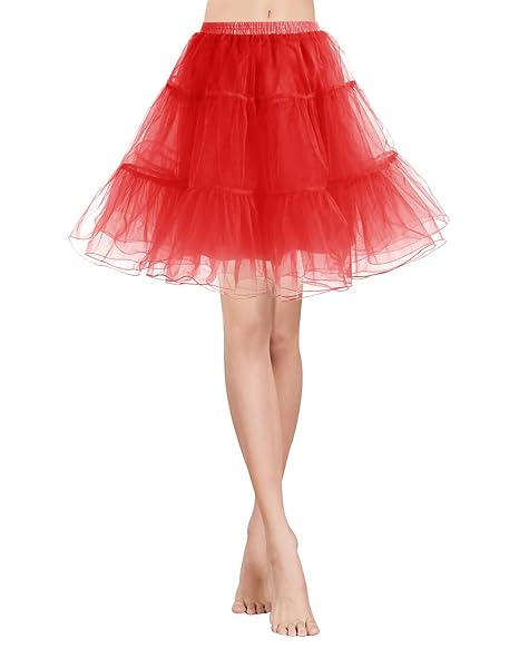 Gardenwed Kurz Damenrock 1950 Petticoat Reifrock Unterrock Tutu Minirock Ballett Tanzkleid Underskirt Crinoline für Rockabill