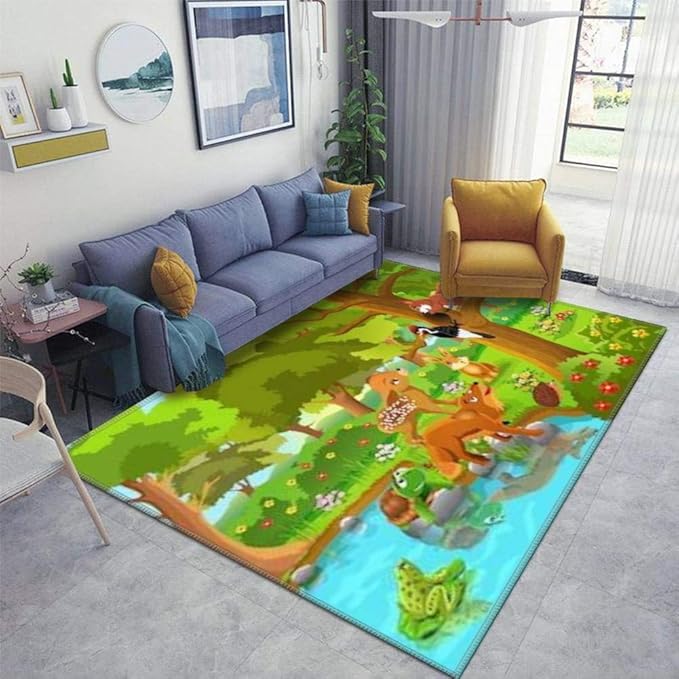 Home Area Runner Rug Pad Forest Animals and Friendship