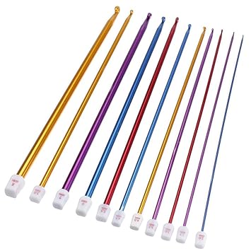 Tinksky Aluminium-häkeln Haken Stricknadeln in verschiedenen Größen-11pcs (2.0 mm bis 8.0 mm)