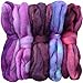 HAND DYED Super Soft BFL Wool SPINNING FIBER. Lustrous Long Wool Top Roving pre-drafted for Hand Spinning, Felting, Blending and Weaving. 5 beautifully colored Mini Skeins DISCOUNT PACK, Purple Haze
