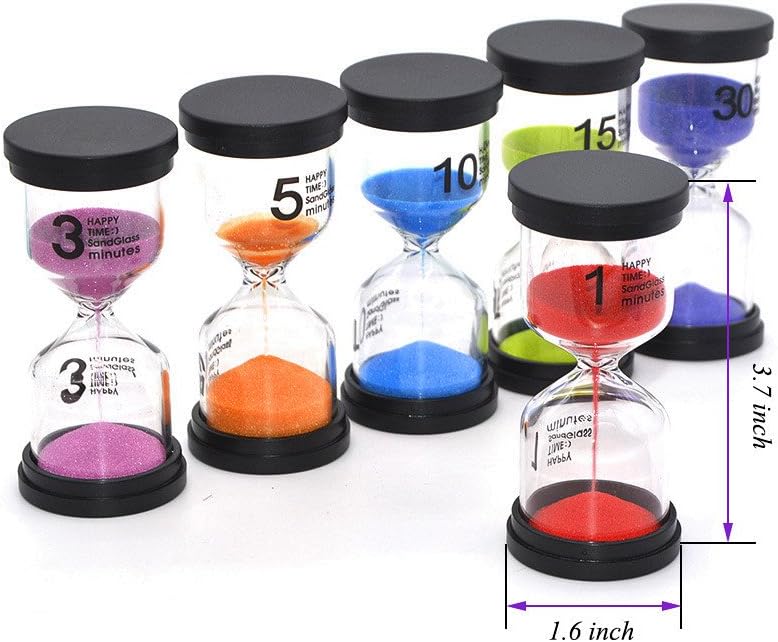 Medigy Teaching Sand Timer Clock Set 1 minute 3 minutes 5 minutes 10 minutes 15 minutes 30 minutes for Kids Study Toothbrush with Gift Box - Image 5