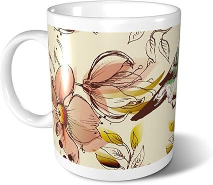 Amazon マグカップ コーヒーカップ ピンクの花 鳥柄 ティーカップ カップ 330ml 直径8 4cm ドリンク おしゃれ ボーンチャイナ 人気 おもしろ プリント かわいい メンズ レディース Zwzw ホーム キッチン