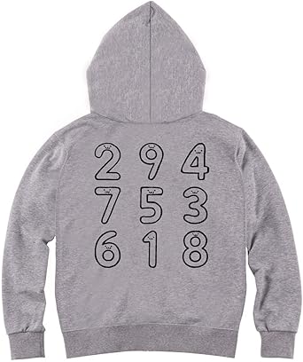 Amazon ２９４ ７５３ ６１８ 魔方陣 数字 記号 文字 筆絵 イラスト おもしろ ジップ パーカー トレーナー パーカー 通販