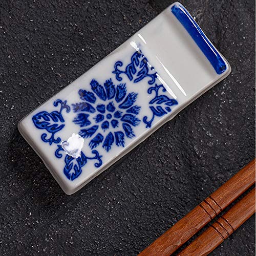 Ceramic Chopsticks Rest Rack Set of 6,Chinese Style Dinner Spoon Stand Knife Fork Holder Porcelain Chopsticks Stand