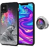 youxieshang Black iPhone 12 Pro Max Case with Ring Holder Stand Graffiti Elephant Pattern 360 Rotation Ring Grip Kickstand Soft TPU and PC Anti-Slippery Design Protection Bumper for iPhone 12 Pro Max