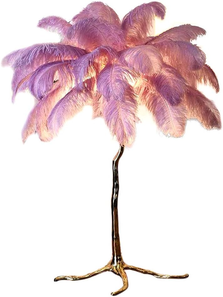 Hlidpu Feathers Floor Lamp, Standing Lamp 25W, E14 Floor Light for Living Room, Bedroom, Office, Purple,110120cm