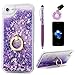 Compatible for iPhone 7/8 / SE 2020 / SE 2022 Case, Flowing Liquid Floating Bling Glitter Kickstand Cover Shell PC Back 360 Rotating Ring Holder Shockproof TPU Frame Protective Skin - Purple