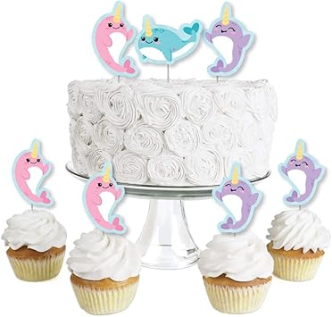 Amazon Com Narwhal Girl Dessert Cupcake Toppers Under The Sea