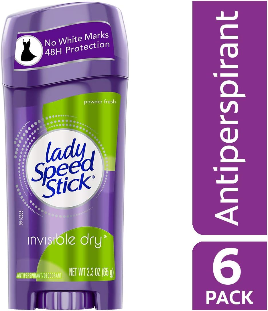Lady Speed Stick Invisible Dry Antiperspirant Deodorant, Powder Fresh - 2.3 ounce (6 Pack)