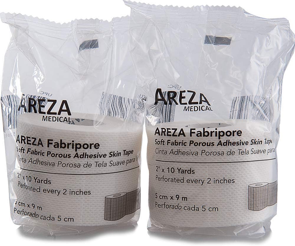 Surgical Tape Porous Skin Soft Fabric Cloth Adhesive Tape 2" x 10 Yards Two Rolls; by Areza Medical: Health & Personal Care