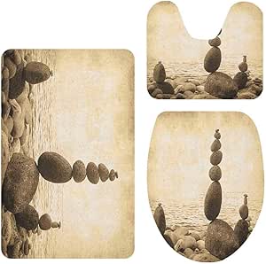 Juego de 3 alfombrillas de baño océano Coastal Shore Calm Water Zen