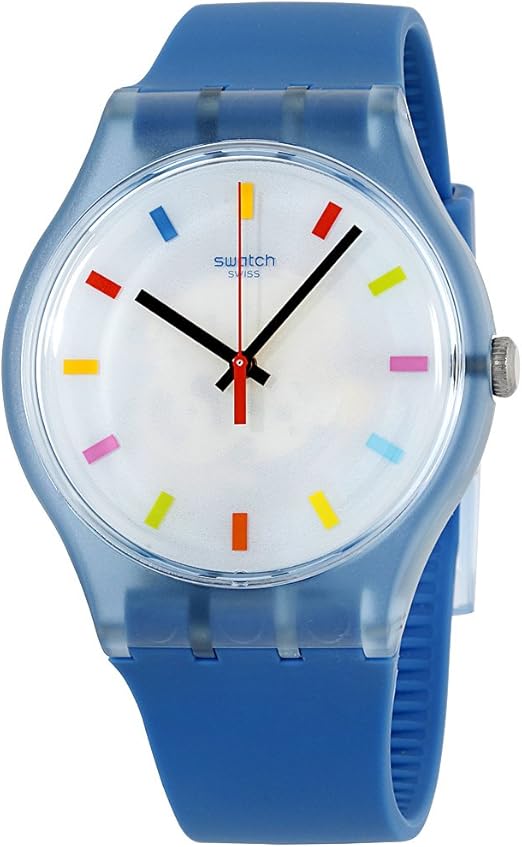 Swatch Originales Color Cuadrado Esfera Blanca Correa de Silicona Unisex Reloj SUON125