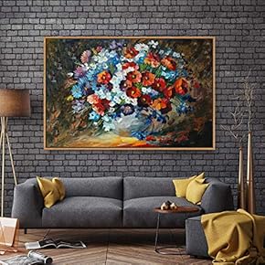 Floating Framed Canvas Wall Art for Living Room, Bedroom Bouquet Canvas Prints for Home Decoration Ready to Hang - 16x24 inches