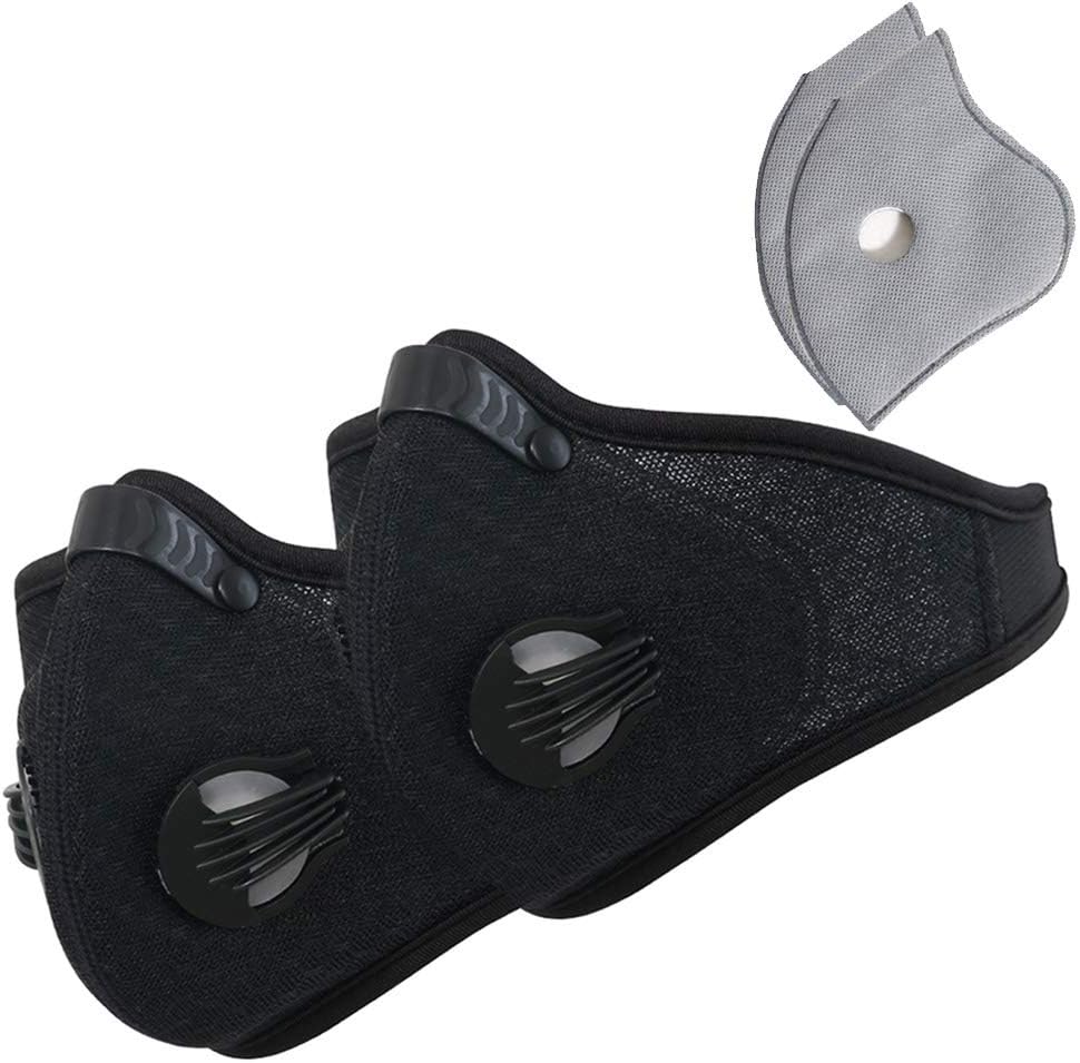 Novemkada Dustproof Masks - Activated Carbon Dust Mask with Extra Filter Cotton Sheet and Valves for Exhaust Gas, Pollen Allergy, PM2.5, Running, Cycling