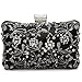 Womens Beaded Clutch Rhinestone Evening Bag Wedding Bridal Prom Purse,Black.