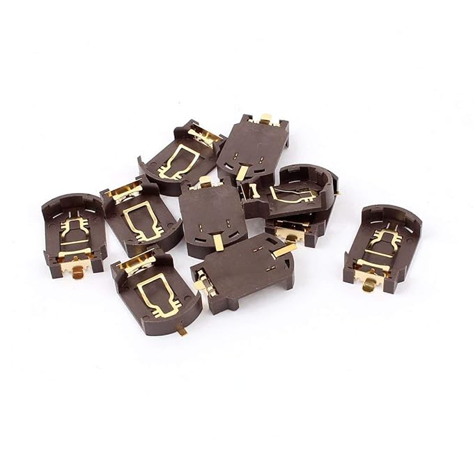 Yohii 10Pcs Plastic Button Cell Battery Socket Holder for CR2032 Brown