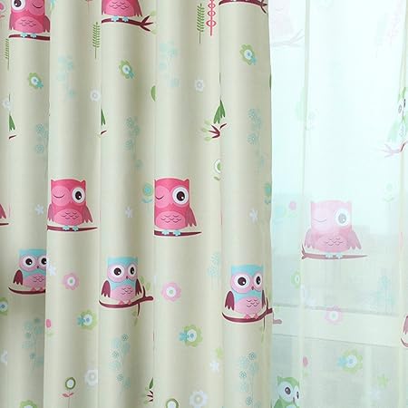 Exiu Owl Print Blackout Room Door Window Curtains Ring Top Eyelet