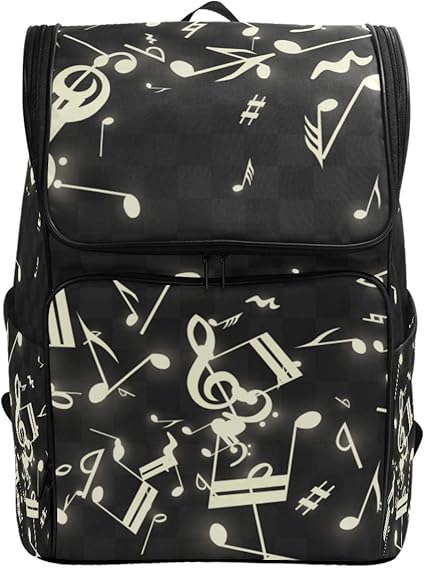 Amazon Nikivivi リュック 大容量 レディース メンズ 旅行 大きめ リュックサック 黒の背景に魔法の音符 可愛い カレッジバックパック おしゃれ 通勤 通学 Pc 登山 かわいい 軽量 多機能 出張 高校生 男女兼用 Nikivivi Pcバッグ ケース スリーブ 通販