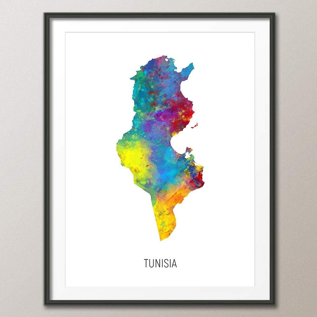 Tunisia Watercolor Map art print, unframed -10959