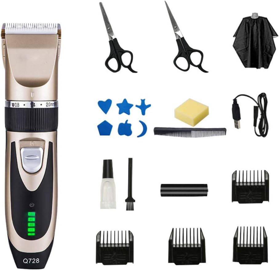 Hair Clipper Kit with Cape,SUNSENT Cordless Hair Cutting Kit,Professional Haircut Kit for Home Salon, Rechargeable Hair Trimmer Grooming Kit for Men,Women,Kid