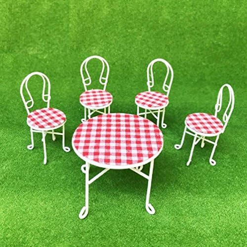1:12 5Pcs:Set Tables Chairs Set For Doll House Miniature Ornaments Kitchen Acessories Food Furniture Dollhouse