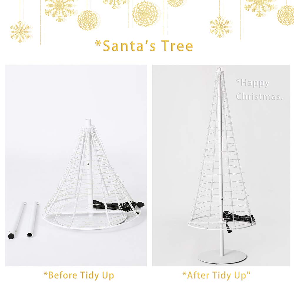 HONESTY 3.3FT Metal Tree Foldable,Home,Festival,Party,Wedding,Indoor and Outdoor Use,Warm White