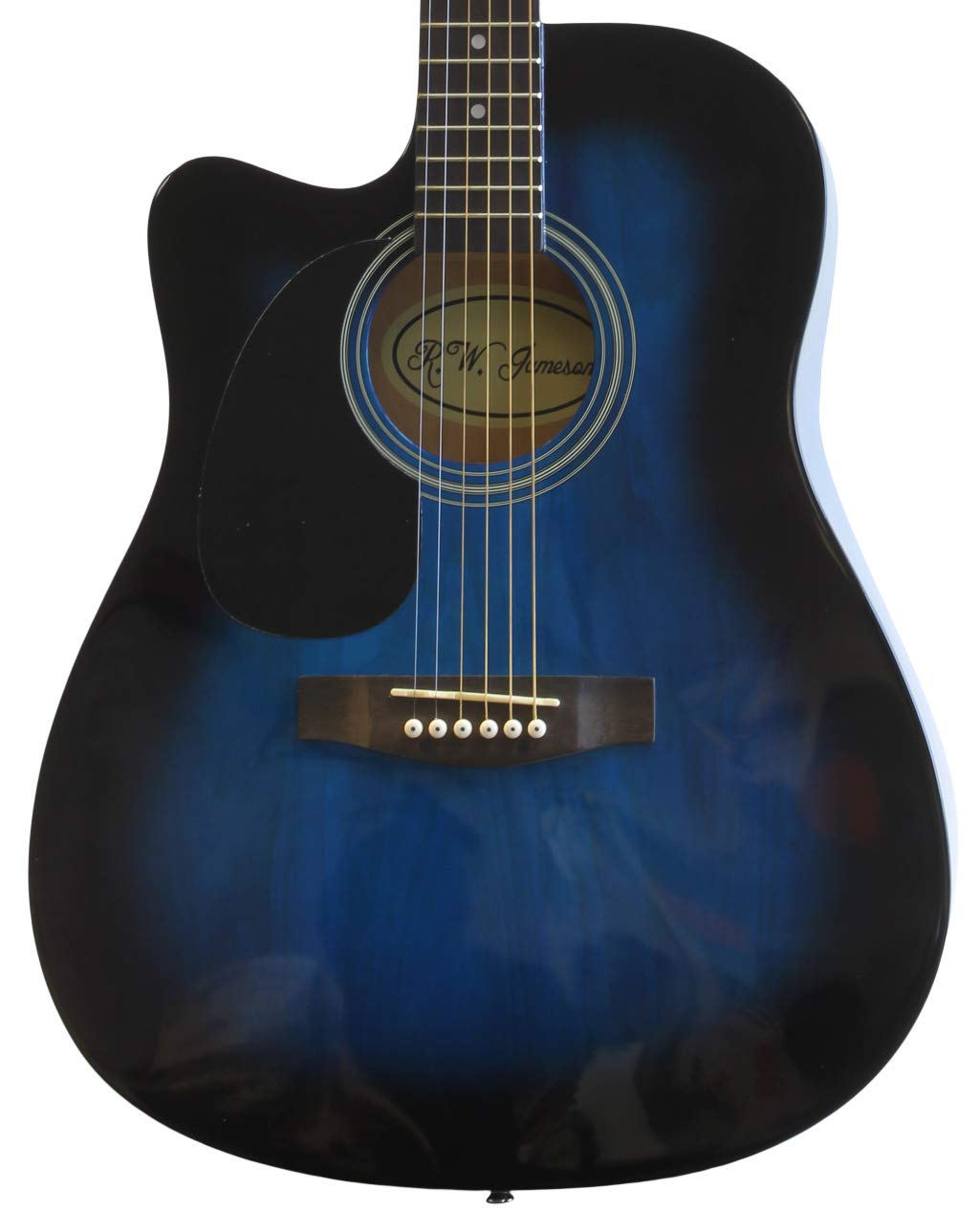 Left Handed Full Size Acoustic Guitar Package High Gloss Blueburst