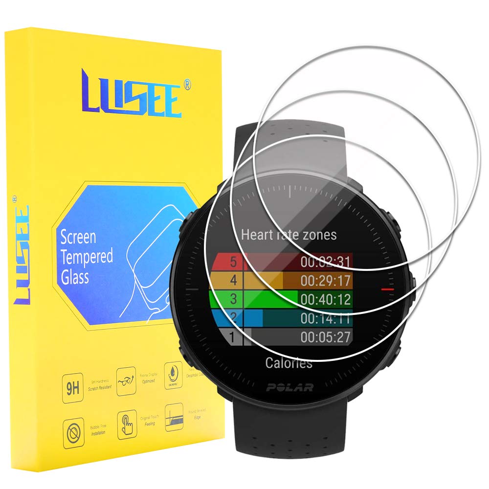 Lusee 3 x Tempered Glass for Smartwatch (Round, Diameter 40 mm) Universal Screen Protector [9H Hard] [HD Clear] [Anti-Scratch] [Anti Fingerprint] 2.5D Screen Protector Film