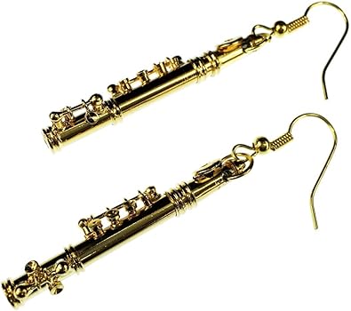 Querflote Ohrringe Miniblings Flote Flotist Musik Orchester Box Vergoldet Amazon De Schmuck