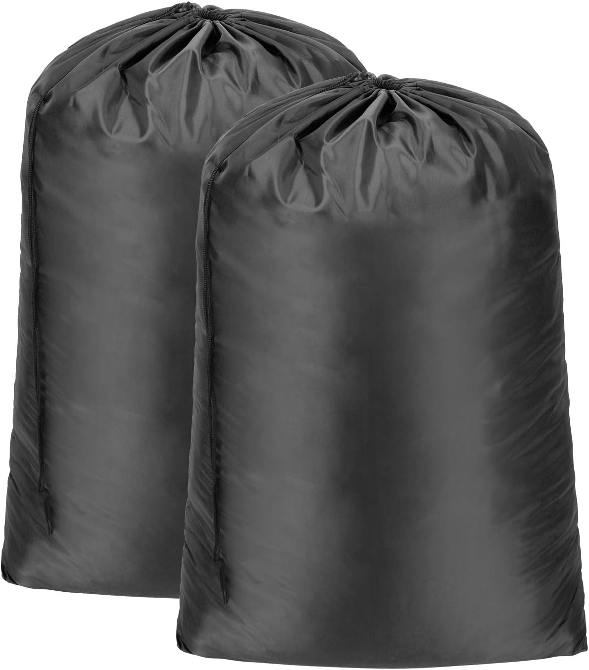 Wanapure 2 Pack Laundry Bags, Extra Large Nylon Travel Laundry Bag with Drawstring Closure and Rip Resistant Material for Travel, College Apartment Dorm, Laundromat (28"x38") (Black)