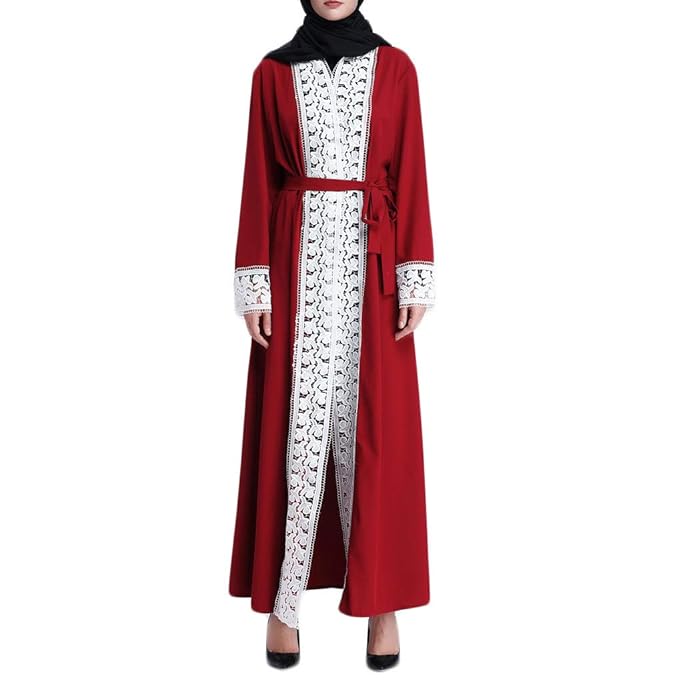 Amphia - Moslemische Frauen-islamische Kleidungs-Spitze, die Langen Mantel-Mittlere Osten-Lange Robe spleißt - Langärmliger M