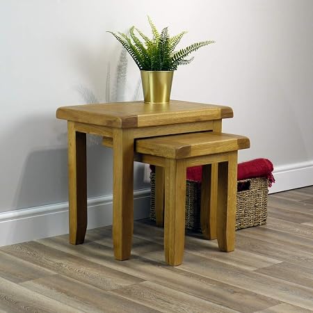 Arklow Oak Nest Of Tables Living Room Storage Nesting Tables Amazon Co Uk Kitchen Home
