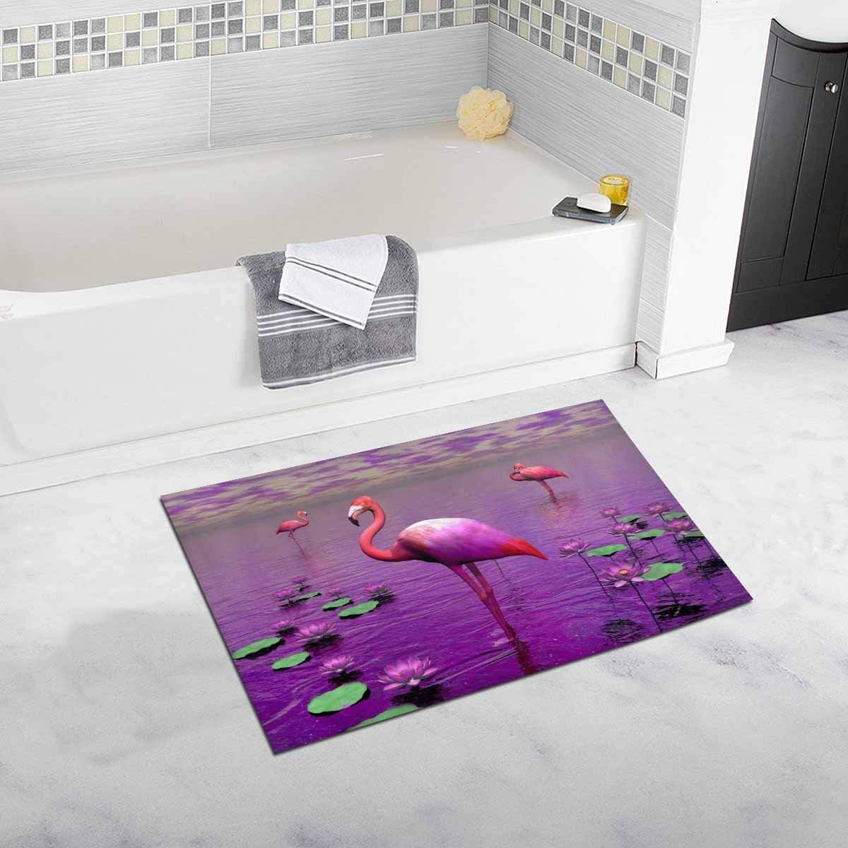 Rongpona Flamencos Rosados Hermosos Nenúfar Violeta Cielo Alfombra de