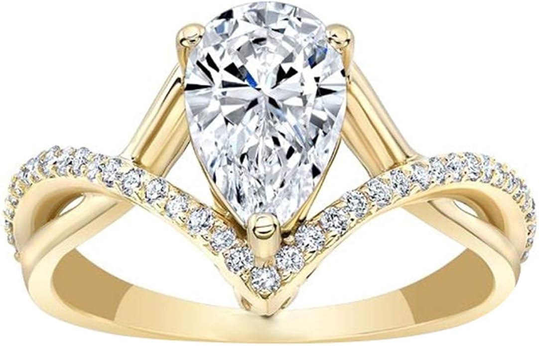 Monterey Women's Finger Jewelry,Water Drop Zirconia Twisted Finger Ring