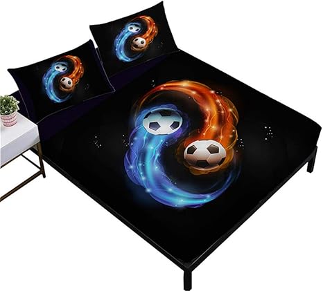 Amazon Com Jarson Teens Sports Sheet Set Tai Chi Football Sheets Soccer Design Bed Linens Twin Size Bedding Flat Sheet Fitted Sheet Pillowcase Home Kitchen
