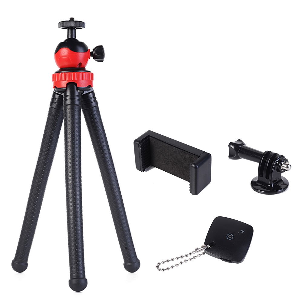 SHiZAK Flexible Ball Head Tripod with Bluetooth Remote Shutter Control, Phone Mount Adapter, Gopro Adapter for Gopro, Camera, Phone, etc.