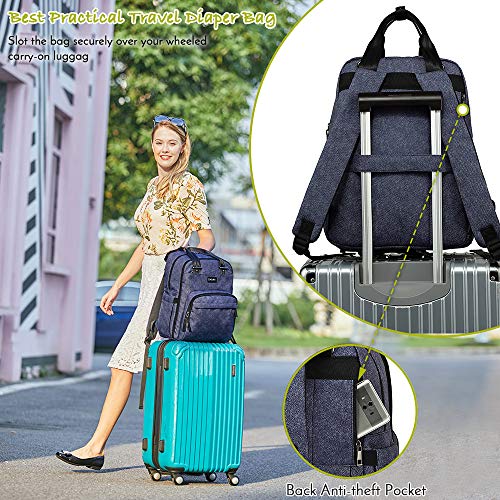 Diaper Bag Backpack Large Capacity Nappy Baby Bags with Insulated Pockets and Changing Pad Waterproof Unisex Travel Back Pack for Mom and Dad Blue