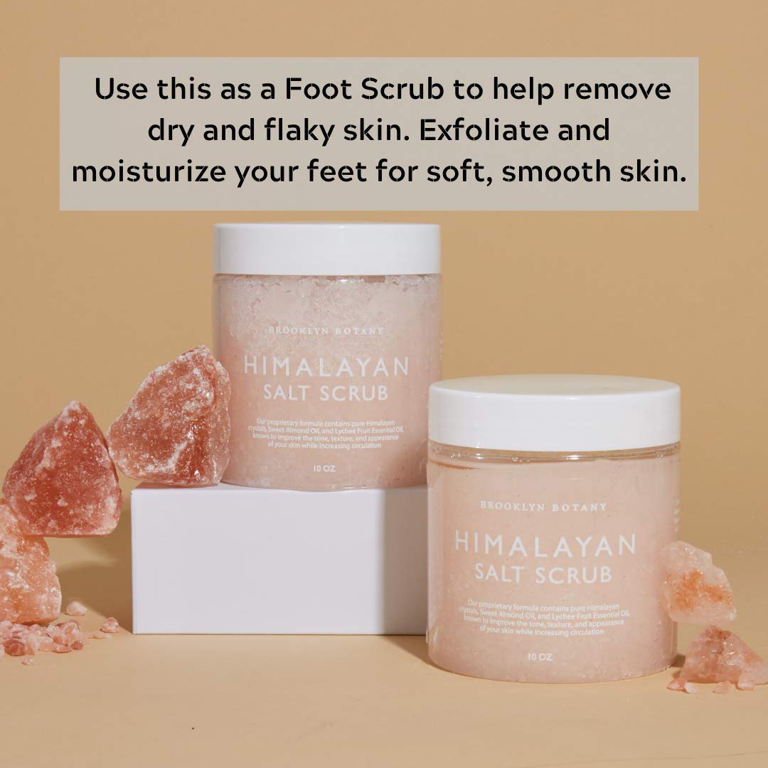 Brooklyn Botany Himalayan Salt Exfoliating Body Scrub & Foot Scrub - All Natural Exfoliator, Moisturizes With Sweet Almond Oil - Scrub Away Dead Skin - Great Gifts For Women - 10 oz : Beauty