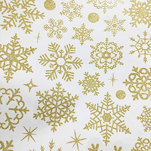 image for V-Time 120pcs Gold Christmas Snowflake Window Clings Decal Wall Sticke