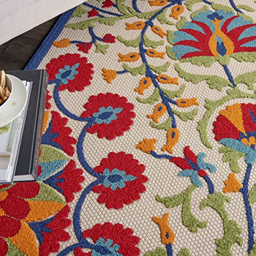 Nourison Aloha Red Multicolor Easy-Care Indoor-Outdoor Rug 5'3" x 7'5", 5'3"X7'5", Multi