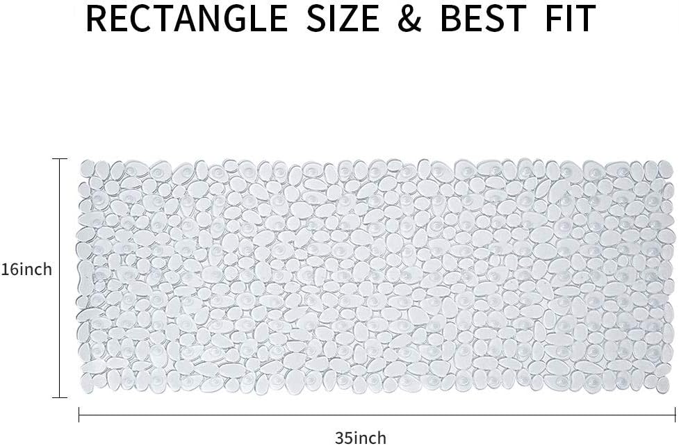 SONGZIMING Pebble Bath Mat for Bathtub to Anti Slip Bathtub Mat in Shower with 16 Inches by 35 Inches (Clear): Home & Kitchen